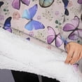 thumbnail image 3 of Oversized Wearable Blanket Hoodie,Beige Butterfly Flower Pattern Sherpa Blanket Hoodie with Super Pockets,Super Warm Fuzzy Pullover for Women & Men, 3 of 6