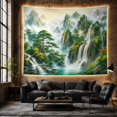 thumbnail image 6 of Forest Mountains with Cascading Waterfalls in Misty Valley, Mystical Illustration for Nature Lovers, Scenic Wall Art Decor, Housewarming Gift, Tapestry Wall Hanging for Bedroom and Living Room, 6 of 7