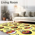 thumbnail image 2 of ODIKA 3'x5' Machine Washable Non-Slip Area Rug, Kawaii Noodle Bowl Door with Chopsticks Design High Traffic Rug with Pad, Yellow, 700350, 2 of 8