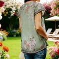 thumbnail image 4 of Tops sin Mangas de las Mujeres Reunidos Cuello Redondo Impreso de Gasa para el Uso Casual, las Fiestas Y la Moda Cotidiana, 4 of 7