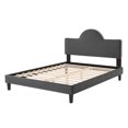 thumbnail image 5 of Platform Bed Frame, Twin Size, Charcoal Grey Gray, Velvet, Modern Contemporary, Bedroom Master Guest Suite Room, 5 of 10