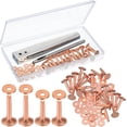thumbnail image 1 of 100pcs Copper Rivet and Burr Washers for Leather Work #9 and #12 Brass Rivets Setter Install Setting Tool with Hole Punch Cutter Kit for Belts Wallets Collars Leather DIY Craft Supplies, 1 of 6