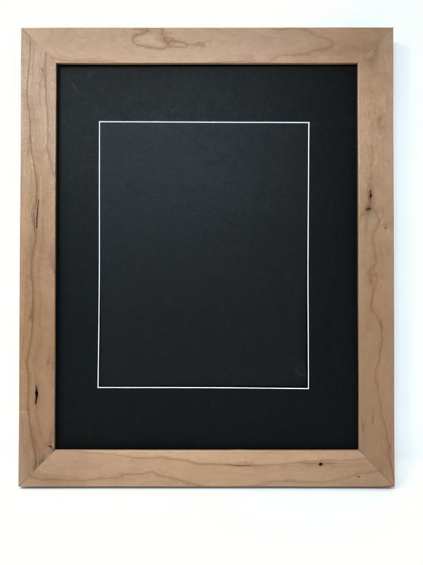 16x20 1.25" Natural Rustic Solid Wood Picture Frame with Black Mat Cut