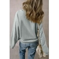 thumbnail image 2 of Women's Light Grey Solid Loose Crew Neck Fleece Sweatshirt, 2 of 12