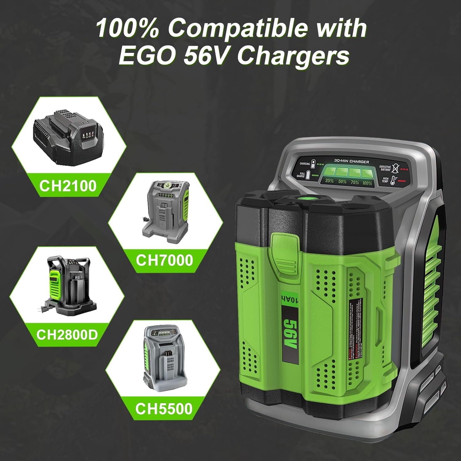 Upgraded 10.0Ah 56 Volt Replacement for EGO Battery High Capacity BA5600T BA1400T BA4200T BA2240 BA2800 BA1120 BA2800T Compatible with EGO All 56 Volt Power Tool and Chargers