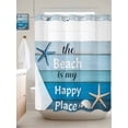 thumbnail image 2 of The Beach Is My Happy Place No Hook Shower Curtain and Liner Set Starfish Shell Blue Wood Grain Shower Curtains with Snap-in Liner & See Through Top Window Hotel Style for Bathroom Decor 72x78 Inch, 2 of 8