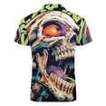 thumbnail image 5 of Psychedelic Zombie Skull Print Men Zipper T-shirt Summer Casual Short Sleeve T-shirt Top, 5 of 7