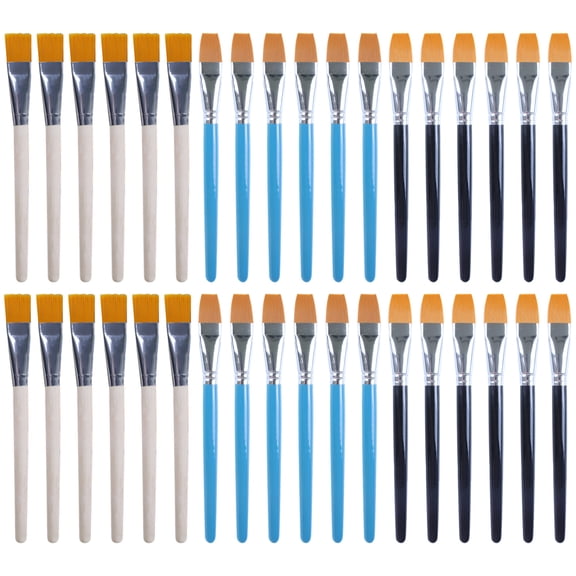 Bulk Paint Brushes for Acrylic Painting, 36PCS Nylon Flat Head Brushes with Wooden Handles, Acrylic Paint Brushes for Face Painting and Oil Art, Large Painting Brushes for Professionals and Beginner