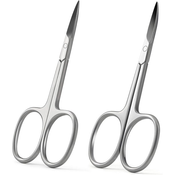 Juego de Tijeras, Tijeras Profesionales de Belleza para Cejas de Acero Inoxidable, Barba/Bigote, Pestañas - Tijeras para manicura y uñas, 2 Piezas