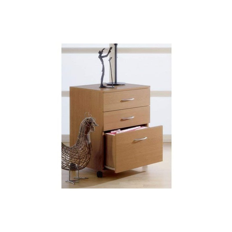 Bowery Hill 3 Drawer Lateral Mobile Filing Cabinet in Natural Maple - image 5 of 6