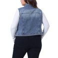 thumbnail image 3 of Chaleco de mezclilla sin mangas con cremallera y botones para mujer Agnes Orinda, talla 3X, color gris azul, 3 of 6