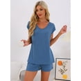 thumbnail image 2 of DARING DIVA 2 Pieces Lounge Knit Tee and Shorts Pajama Set L Blue, 2 of 6