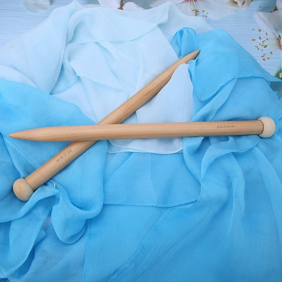 2PCS Straight Knitting Needles, 25mm Wooden Yarn Knitting Needles Single Pointed Yarn Weaving Tools for Beginner Scarf Sweater Blanket Fabric Craft Chunky Project