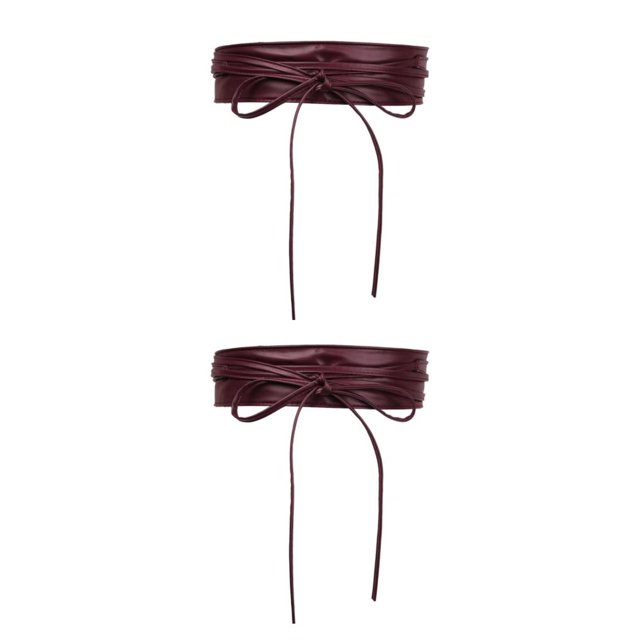 letairis Ceinture à Breloques Tendance pour Femmes Large sous-Poitrine Cosplay Nœud Extensible Taille Haute Rouge Vin Type C 2Set