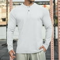 thumbnail image 2 of fatyb Mens Long Sleeve Thermal Tops Button Neck Casual T Shirts for Men Warm Solid Color Comfortable Tee, 2 of 3