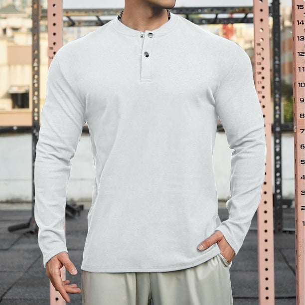 pstuiky camisas de manga larga para hombre, Camiseta/camiseta informal de manga larga con cuello redondo y lavado holgado de terciopelo para hombre Tops casuales para hombres xl