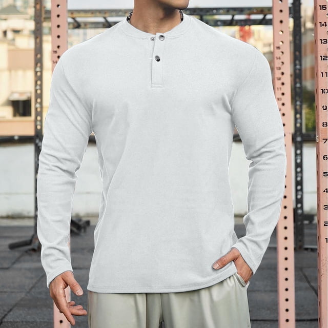 pstuiky Camisas de invierno de manga larga para hombre, Camiseta/camiseta informal de manga larga con cuello redondo y lavado holgado de terciopelo para hombre camisetas de hombre l