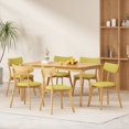 thumbnail image 2 of GDF Studio Carnelian Wood and Fabric 7 Piece Dining Set, Natural Oak, Green Tea, 2 of 10