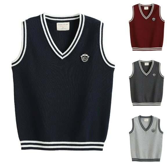 Cropped Sweater Oversized Cotton Boys Girls Sweater Vest Cable Knit Toddler Kid Uniform Vest Boy Clothes Pullover Knitted Top 4-12Years