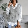 thumbnail image 6 of Aoochasliy Womens Sweaters Pullover V-neck Solid Knitted Sweater Casual Trendy Sleeveless Vest Jacket Coat Tops, 6 of 7