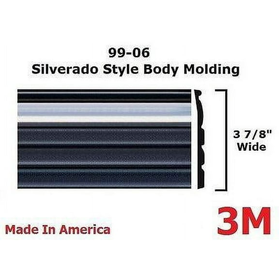 1999-2006 Chevy Silverado Chrome/Black Side Body Trim Molding 3 7/8" Wide
