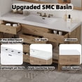 thumbnail image 4 of 60" Bathroom Vanity with Sink, Modern Bathroom Storage Cabinet with Rattan Doors, 5 Drawers & Pine Legs, Natural, 4 of 26