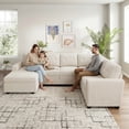 thumbnail image 3 of Marrber 106.2” U-Shaped Sectional Sleeper Sofa with Pull Out Bed & Reversible Storage Ottoman, Modular Sofa Bed for Living Room, Corduroy Beige, 3 of 12