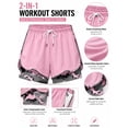 thumbnail image 5 of Women’s 2-in-1 Workout Shorts, High Waisted Athletic Running Shorts with Built-in Liner Pocket, Nylon Spandex Quick Dry Gym Yoga Training Shorts, 5 of 6