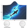 thumbnail image 3 of Cool Shark Wearable Blanket Hoodies for Women Men Adults Shark Lovers Warm Cozy Blue Wave Sharks Hooded Blankets for Sofa Bed Decor Birthday Gifts 60x80 Inch, 3 of 5