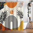 thumbnail image 4 of 72" x72" Abstract Tangerine Boho Shower Curtain Set,Arch Sun Design,Sage Green Minimalistic Leaves Pattern,Waterproof and Durable Luxurious Fabric-12 Hooks, 4 of 6