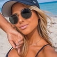 thumbnail image 3 of Azorb Polarized Sunglasses for Women Men 100% UV Blocking Square Gold Frames and Gray Lens Women Sunglasses, 3 of 5