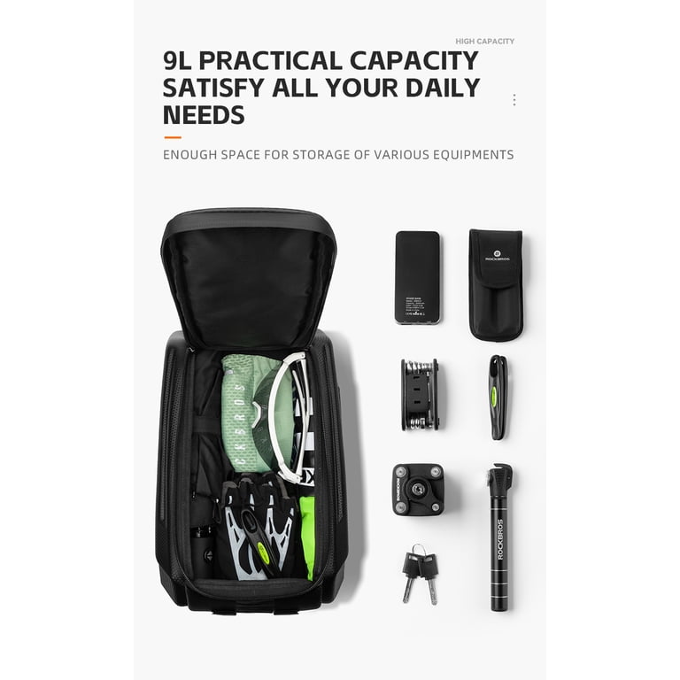ROCKBROS Sacoche De Porte-bagage étanche 10-35L – Pliable, Avec Housse De Pluie, Bandoulière, Pour Vélo Route Et VTT
