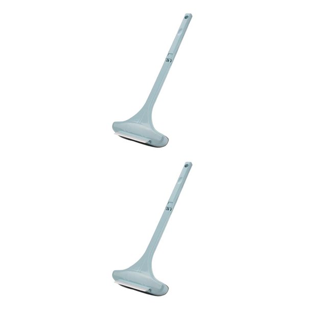 Naiovety Raspador de vidrio 2 -in-1 Cepillo de limpieza de polvo de ventana desmontable Herramienta de raspado de ventana de paño de mango largo Azul 2piezas