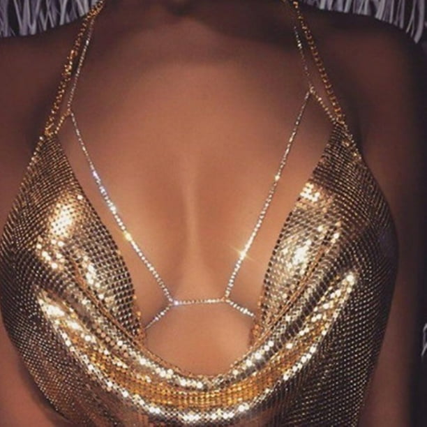 Up to 65% Off Fashion Rhinestone Bra Chain Sexy Bikini Body Chain Women  Jewelry Necklace Rings Earring Jewelry on Clearance