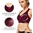 thumbnail image 2 of Yvette High Impact Sports Bras for Women Criss Cross Back Sexy Running Bra Plus Size for Large Bust,Burgundy,X-Large, 2 of 9