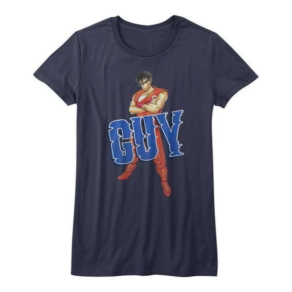 Final Fight Guy Navy Junior Women's T-Shirt