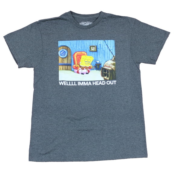 Spongebob Squarepants Mens T-Shirt - Well Imma Head Out Sad Bob (Large)