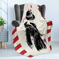 thumbnail image 4 of Fashion Soft Flannel Fleece Throw Blanket, Modern Woman in a Cool Coat with Watercolor Paintbrush Style Casual Urban Design, Cozy Plush for Indoor and Outdoor Use, 60" x 80", Black Red, by Ambesonne, 4 of 5