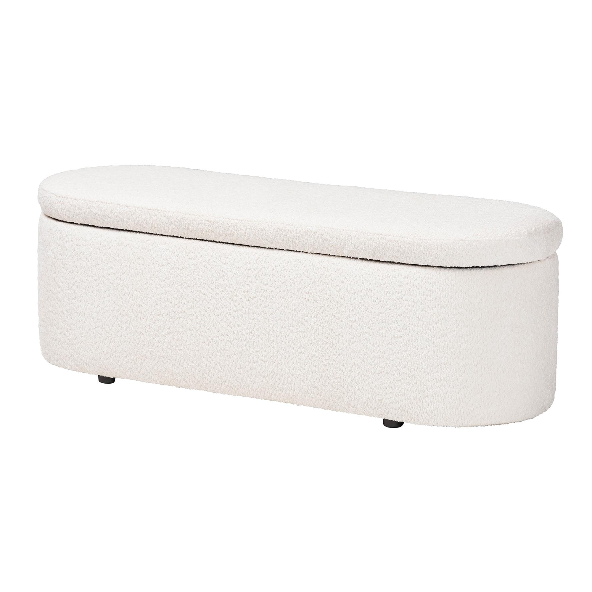 Baxton Studio Lavina Modern Storage Bench, Teddy-Bear Fabric, Black