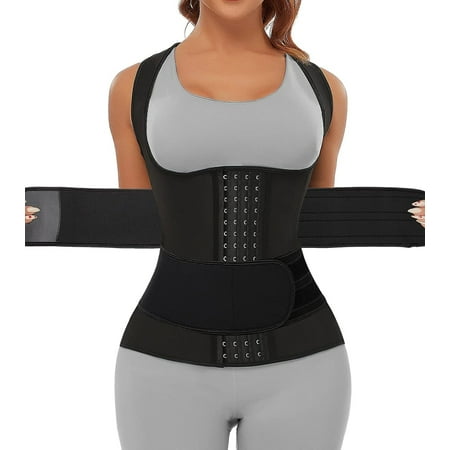 

SHAPEVIVA Neoprene Sauna Waist Trainer Corset Sweat Belt for Women Compression Cincher Band Workout Fitness Back Support