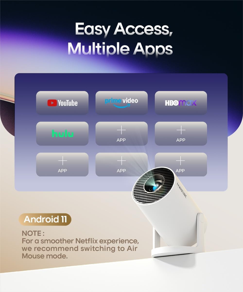 HY300PRO  Projector with WiFi , 4K Support Auto  180 Rotation  Proyector for Home Outdoor