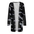 thumbnail image 3 of WTOBBY Women's Halloween Printed Cardigan Jacket Mid Length Open Front Long Sleeve Casual Cover Up with Pockets Novelty Fall Sweater Lightweight Cozy Outerwear,Black L, 3 of 7