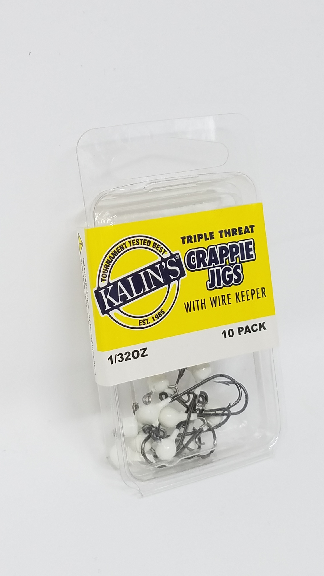 Kalins Freshwater Triple Threat Soft Plastic Fishing Jighead, 1/32 oz White, 10ct, Lake