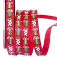 thumbnail image 1 of 7 Rolls 25 Yards 3/8 Inch Gift Box Printing Christmas Red Green White Grosgrain Ribbon Roll for DIY Wrapping Party Decor, 1 of 3