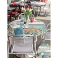 thumbnail image 4 of Teal Brown Beach Coastal Outdoor Tablecloth - 60 Inch Round Dining Table Cover, Summer Nautical Coral Shell Botanical Vintage Waterproof Outdoor Table Cloth with Umbrella Hole & Zipper for Patio, 4 of 7