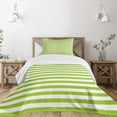 thumbnail image 3 of Ambesonne Lime Green Quilted Bedspread Set 2 Pcs, Watercolor Lines, Twin Size, White Lime Green, 3 of 6