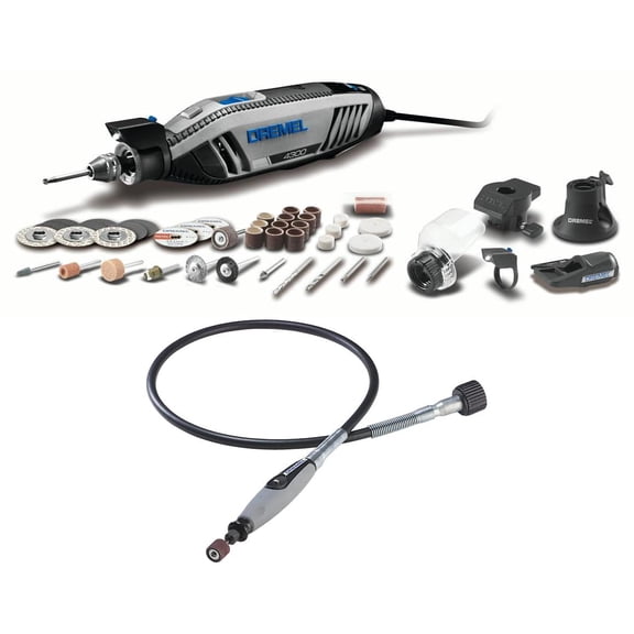 Dremel 4300-5/40 Tool Kit with 225-02 Flex Shaft Rotary Tool Attachment Bundle