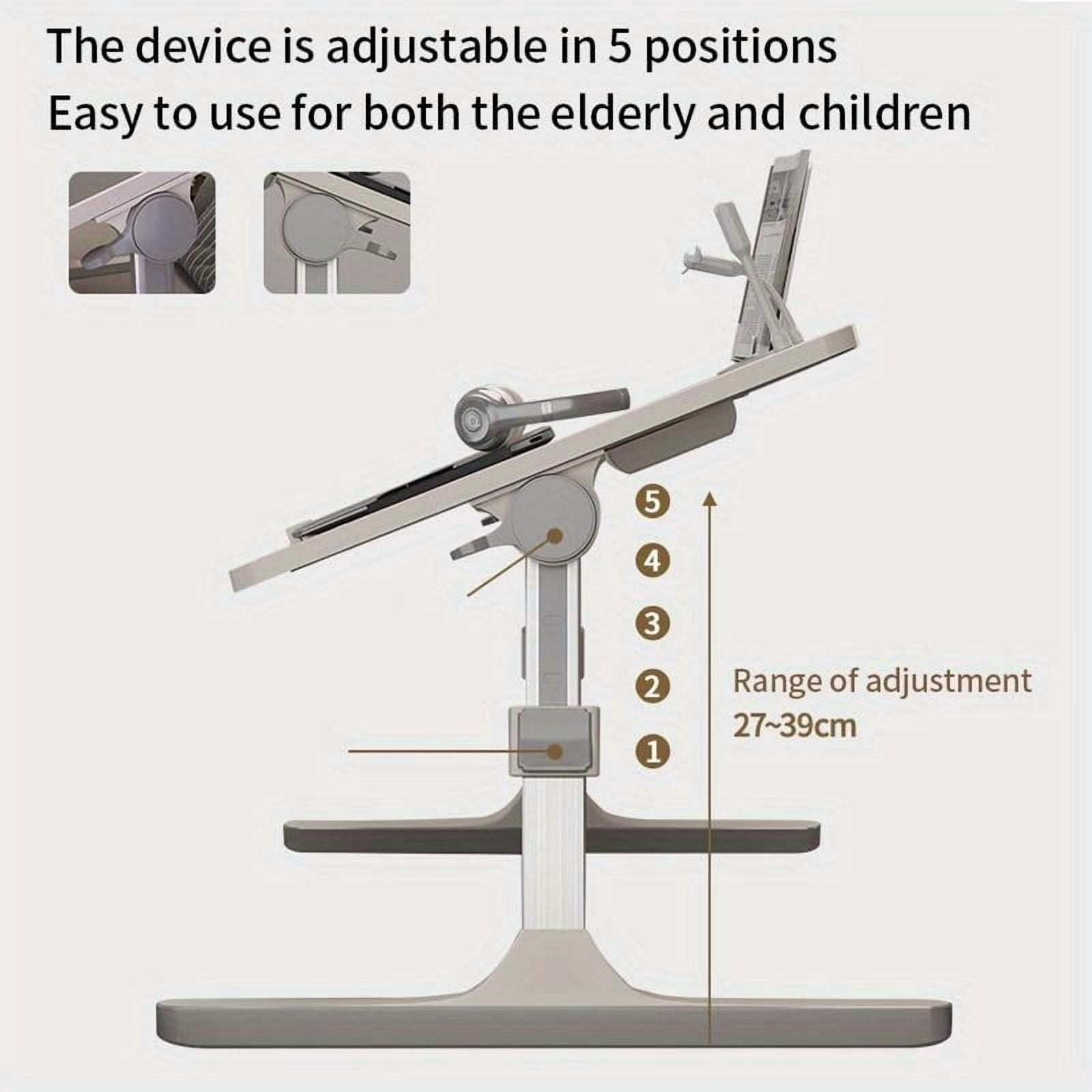 Lap Desk Bed Tray Table, Adjustable Laptop Stand for Bed with USB/ Light/ Fan/ Drawer, Portable Laptop Desk Table for Bed/ Couch/ Sofa/ Reading/ Writing, Bed Trays for Eating And Laptops