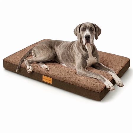Exclusivo Mezcla Extra Large Dog Bed with Removable and Washable Cover Orthopedic Pet Bed for Crates Non-Slip Bottom and Waterproof Liner 56 ×40 Brown
