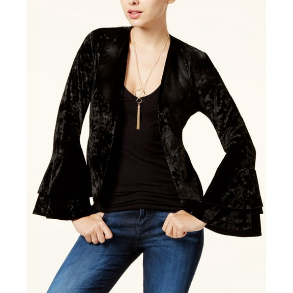 XOXO Juniors Crushed Velvet Tiered Ruffled Blazer Black M